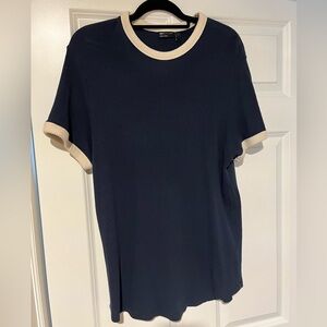 ASOS DESIGN Navy Waffle Knit Large Shirt